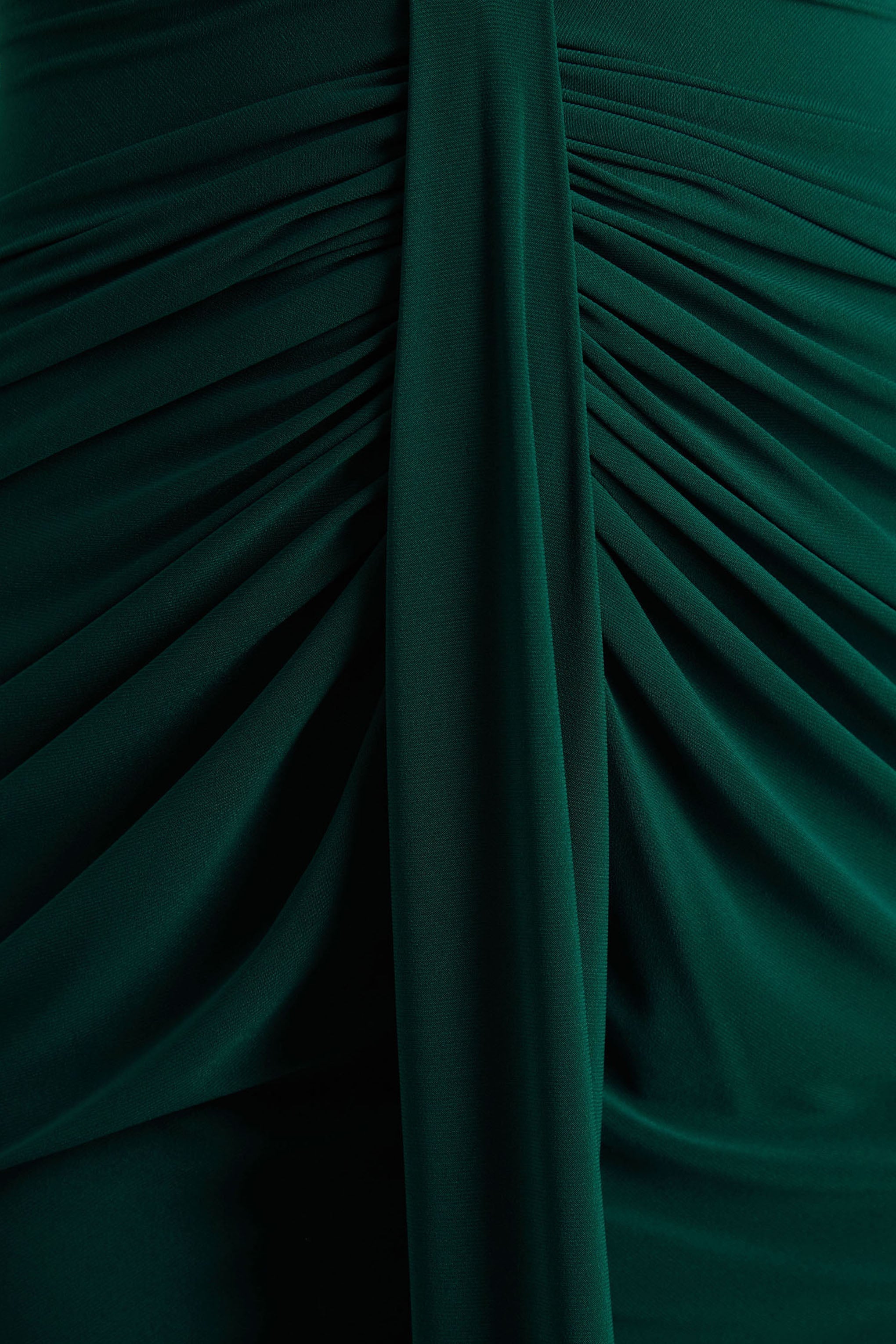 Lesley | Bottle Green Plunge-Neck Maxi Dress