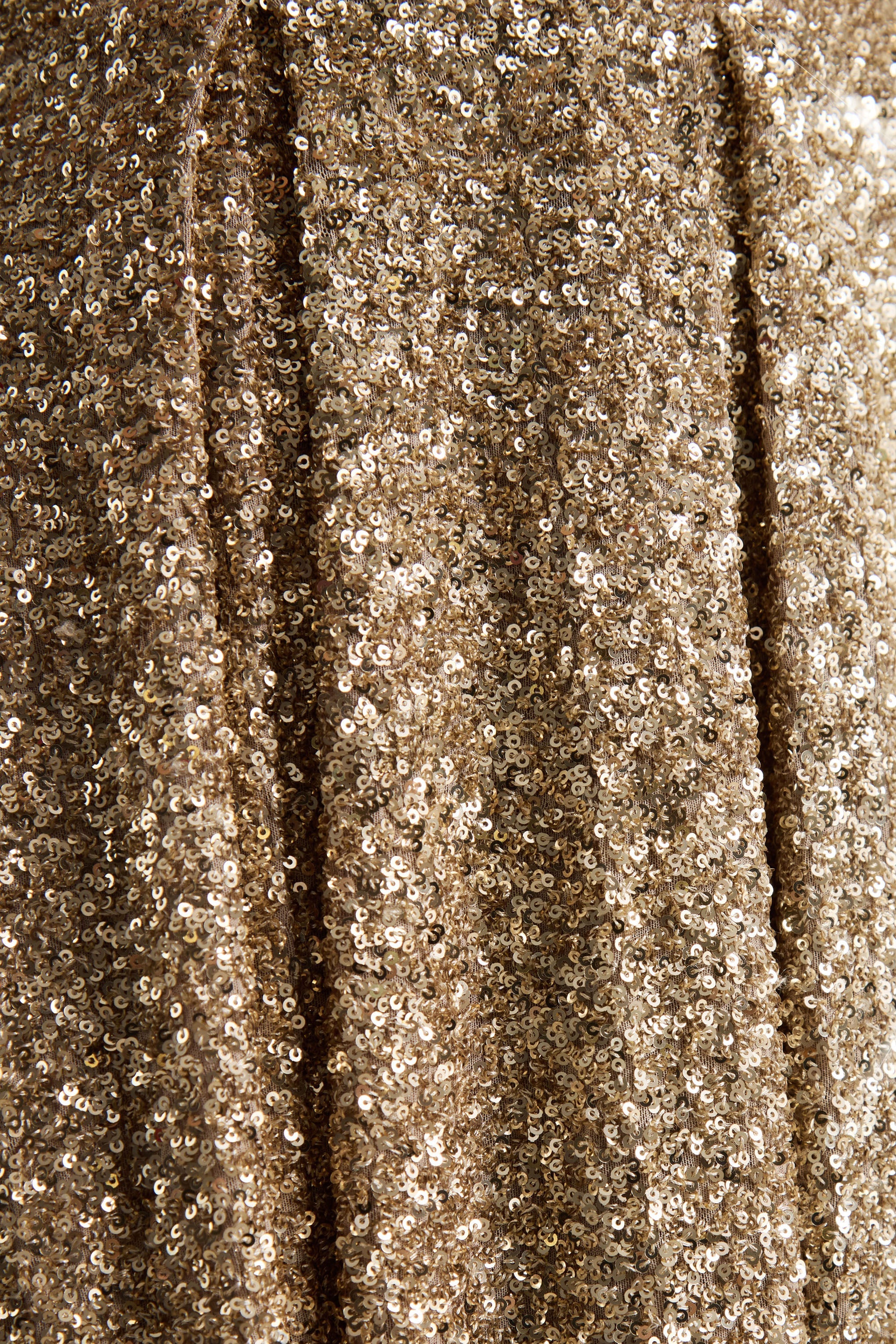 Lima | Champagne Sequin Square-Neck A-Line Midi Dress