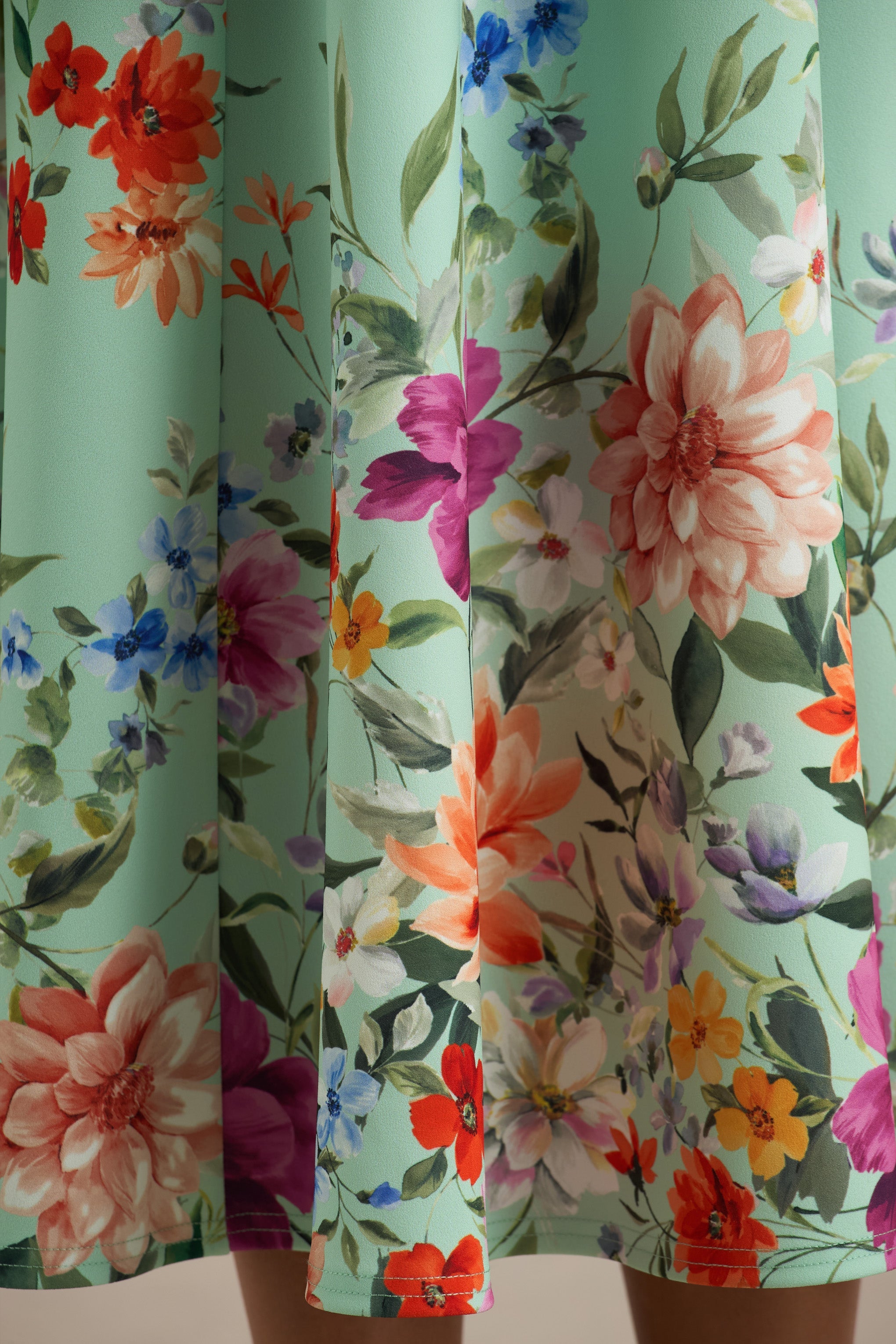 Auburn | Mint Placement Floral Halter-Neck Midi Dress