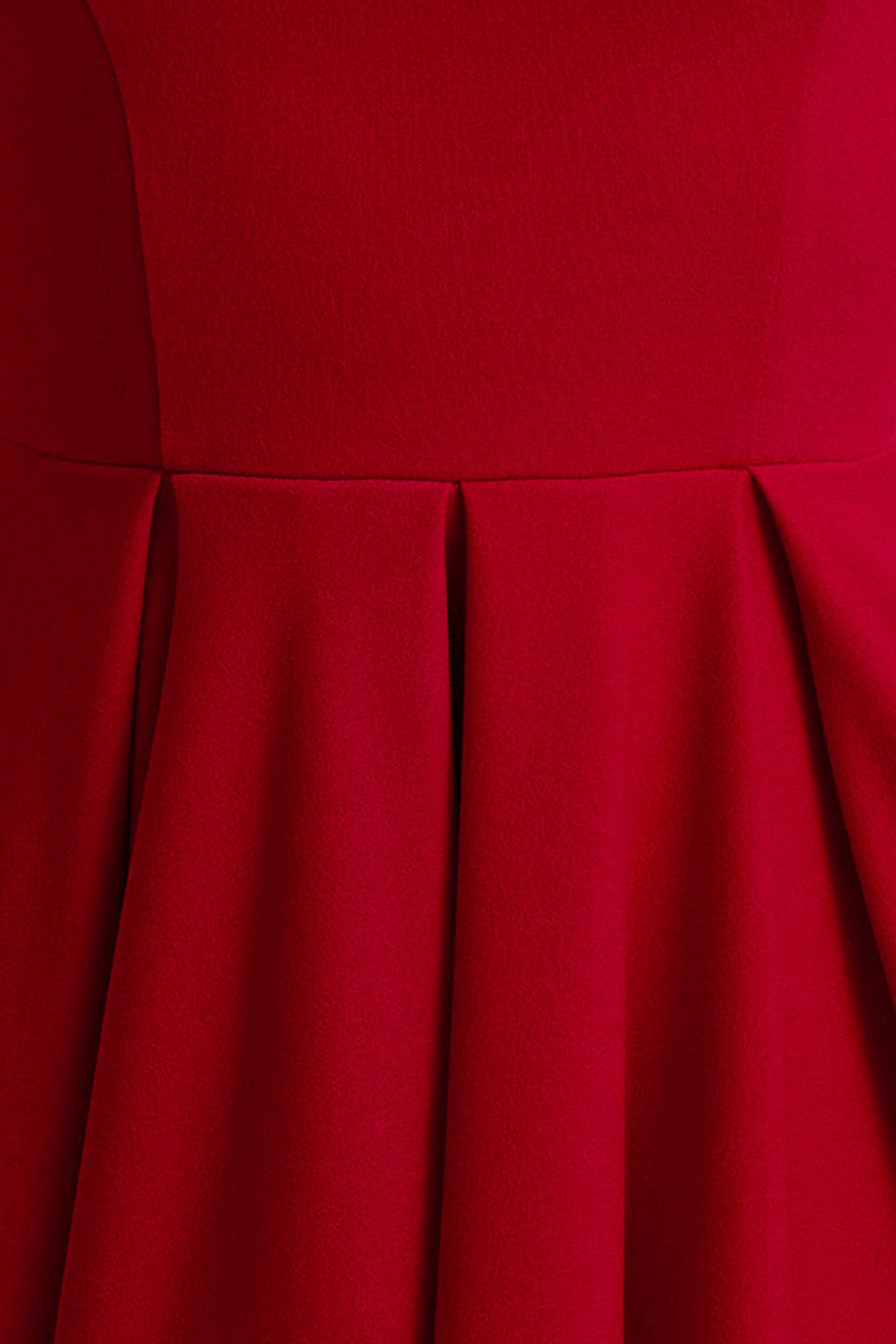 Parina | Red Strappy Volume-Hem Midi Dress