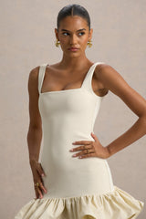 Daliana | Stone Square-Neck Ruffled Mini Dress