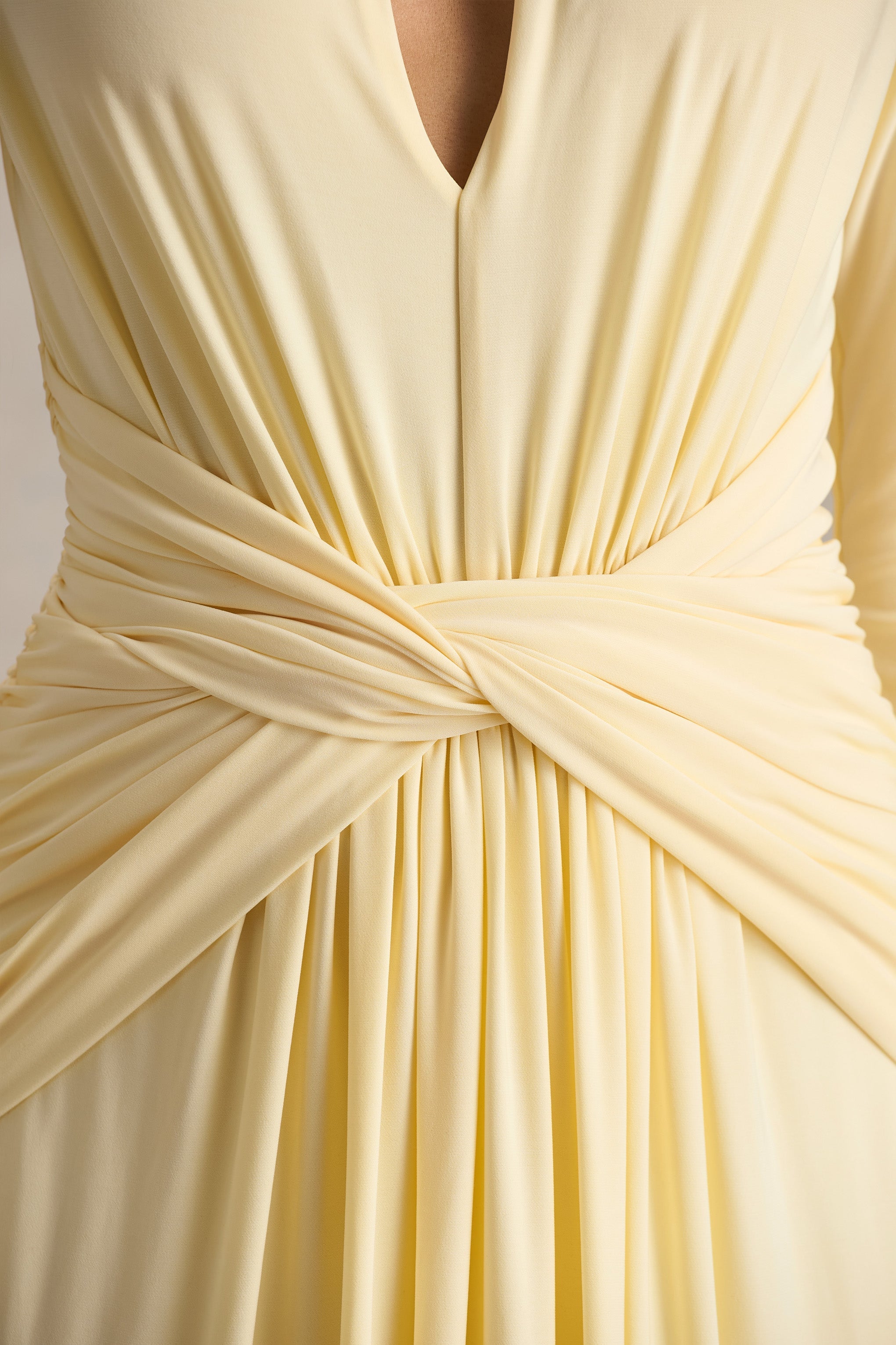 With Me | Lemon High-Neck Maxi Dress With Ruched Detailing