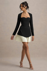 Lysette | Black Sweetheart Long-Sleeve Stretch Mini Dress