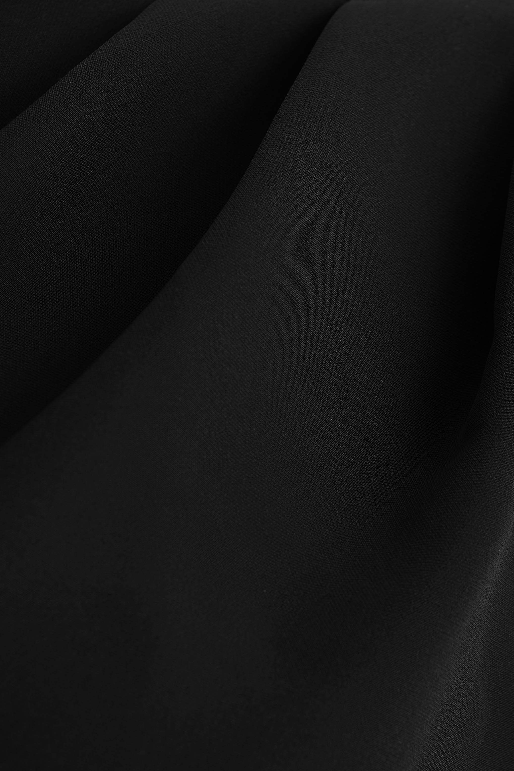 Sorenia | Black High-Neck Jumpsuit With One-Cape Sleeve