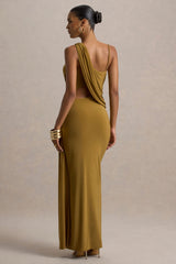 Storm | Camel Asymmetric Maxi Dress With Cut-Out Details