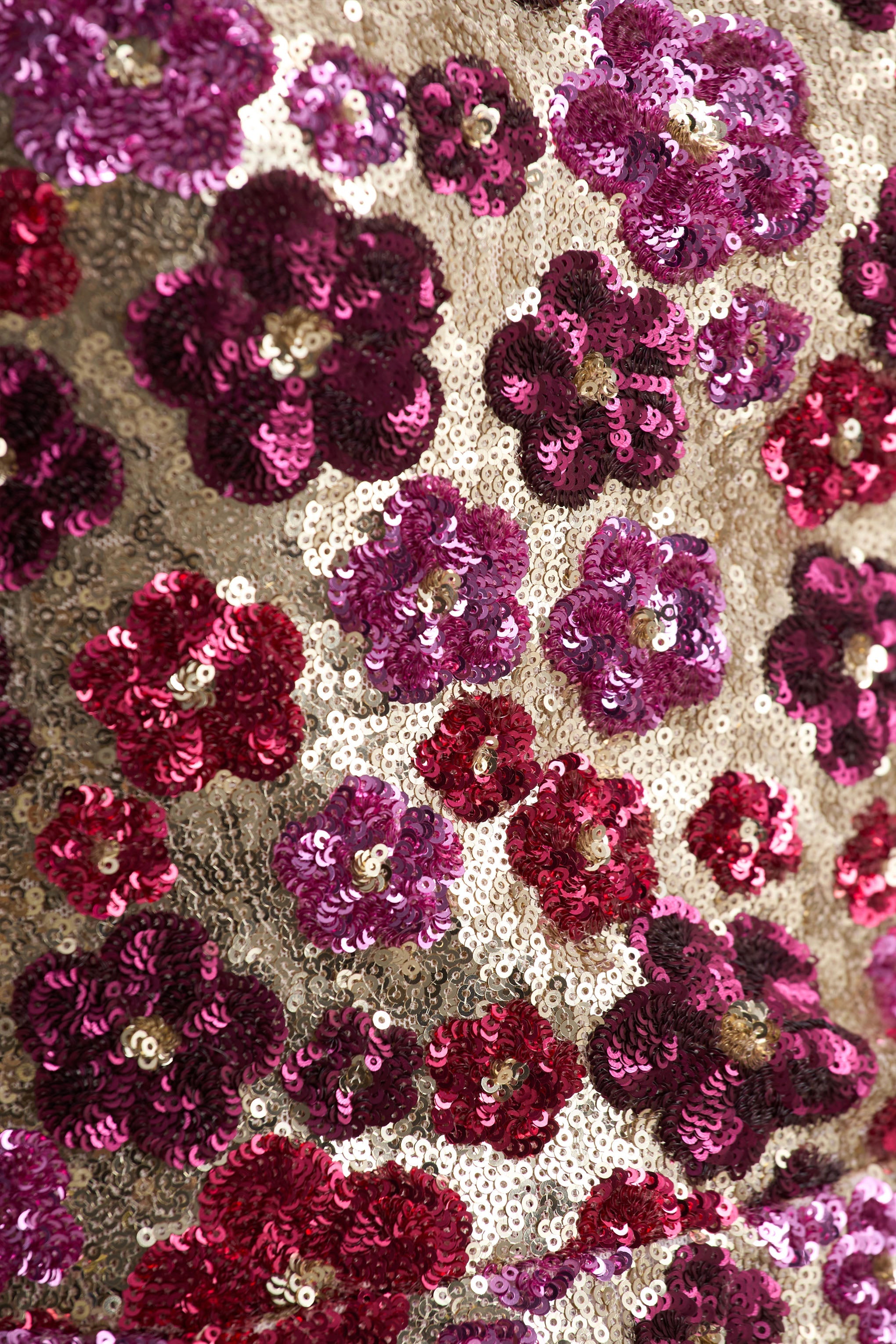 Eira | Pink Floral Embellished Sequin Crew-Neck Mini Dress