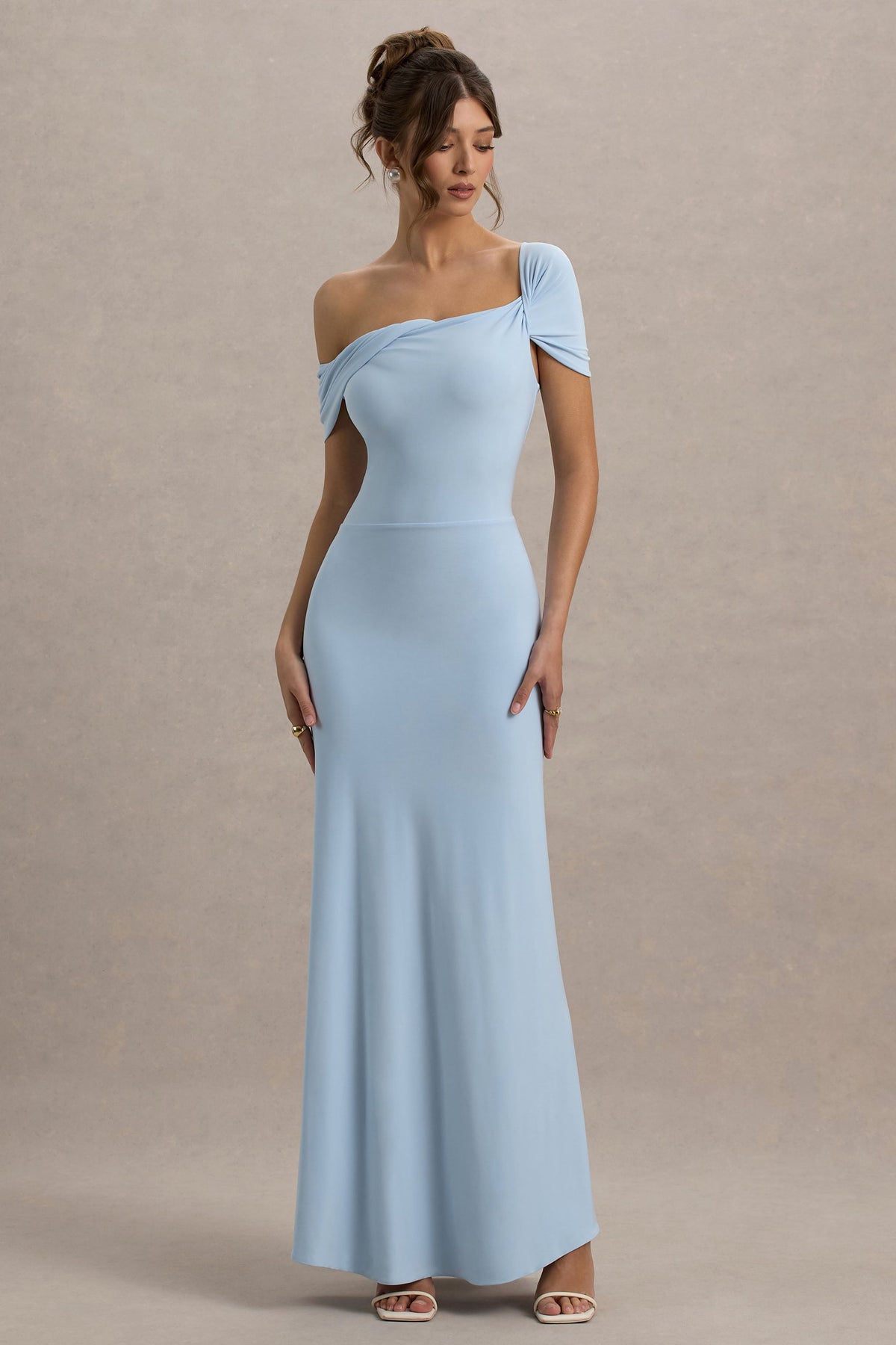 Amel | Powder Blue Asymmetric Maxi Dress