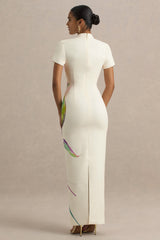 Hessie | White Lily Print High-Neck Maxi Dress