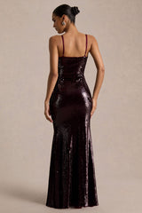 Lenor | Burgundy Plunge-Neck Maxi Dress
