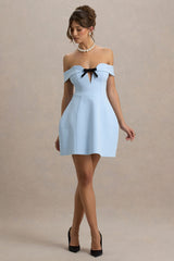 Lavender | Powder Blue Sweetheart Mini Dress With Bow Detail