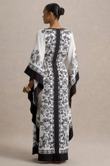 Rikki | Black & White Long-Sleeve Maxi Dress With Tie Waist