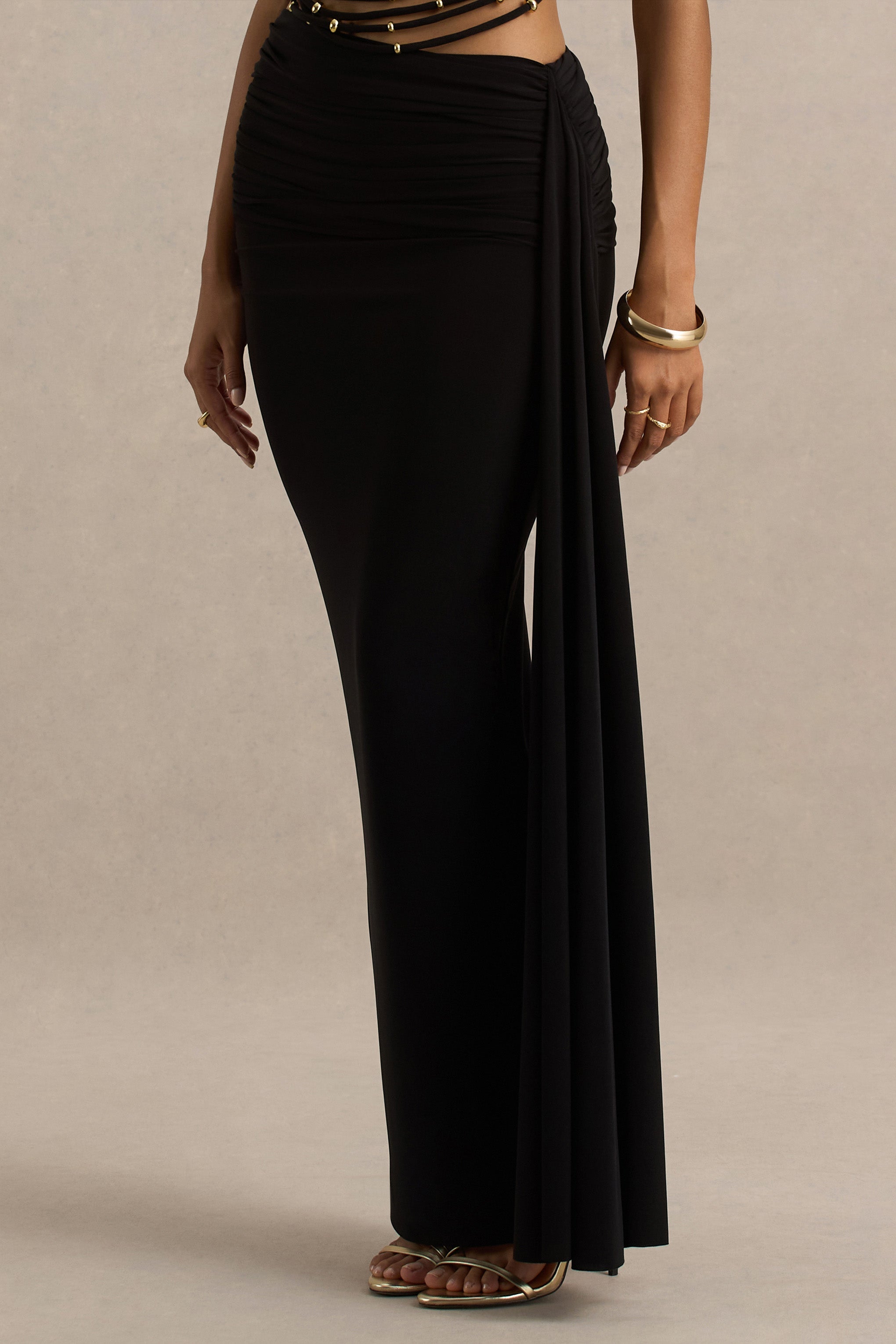 Joi | Black Maxi Skirt With Sash Detail