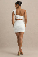 Wilma | White Asymmetric Micro-Mini Dress With Open-Back And Cut-Out Detail