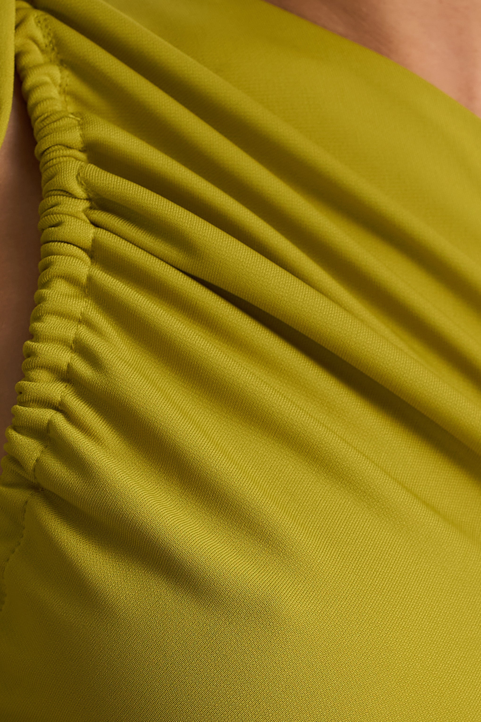 Bella | Green Asymmetric Top With Ruched Detail