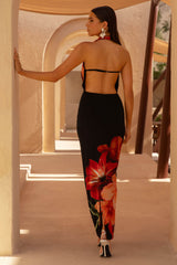 Kat | Red Placement Floral Print Plunge-Neck Maxi Dress