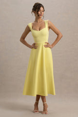 Andromeda | Lemon Sweetheart-Neck Midi Dress