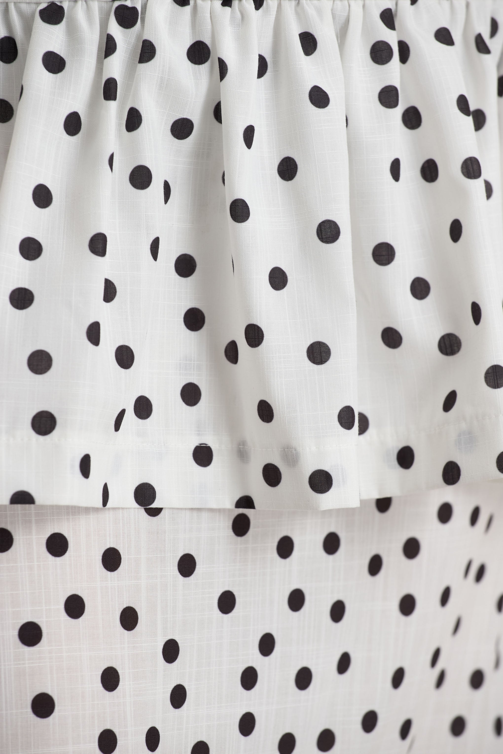 Emry | White Polka Dot High-Waist Maxi Skirt With Ruffle Detail