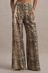 Shaniya | Snake Print Wide-Leg Trousers