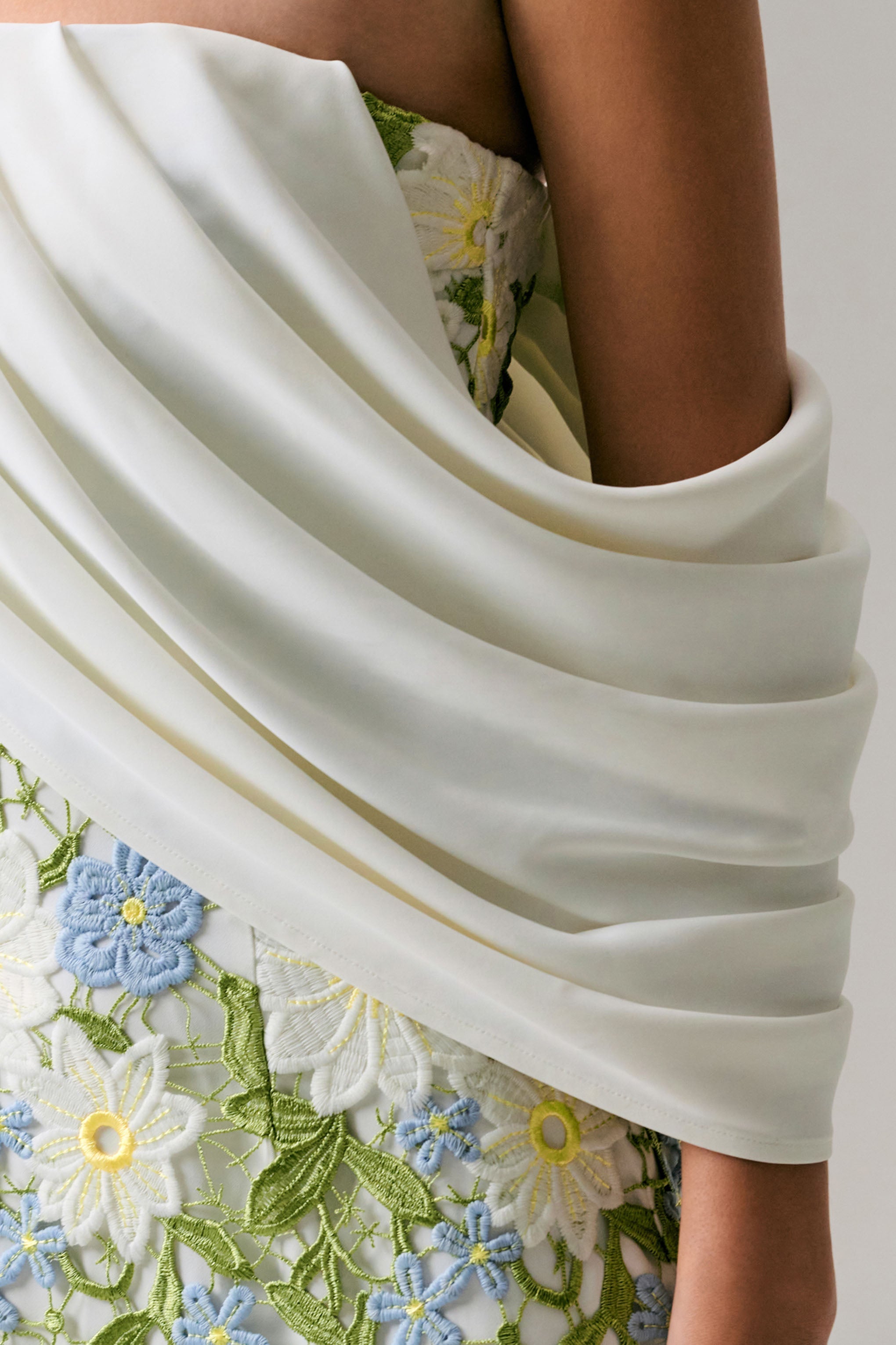 Entitled | Cream Floral Lace Bardot Midi Dress