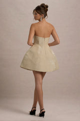 Clarabell | Cream Sequin Bandeau Structured Mini Dress