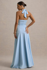 Ginevra | Powder Blue Halter-Neck Slip Maxi Dress