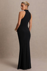 Kaia | Black Halter-Neck Maternity Dress