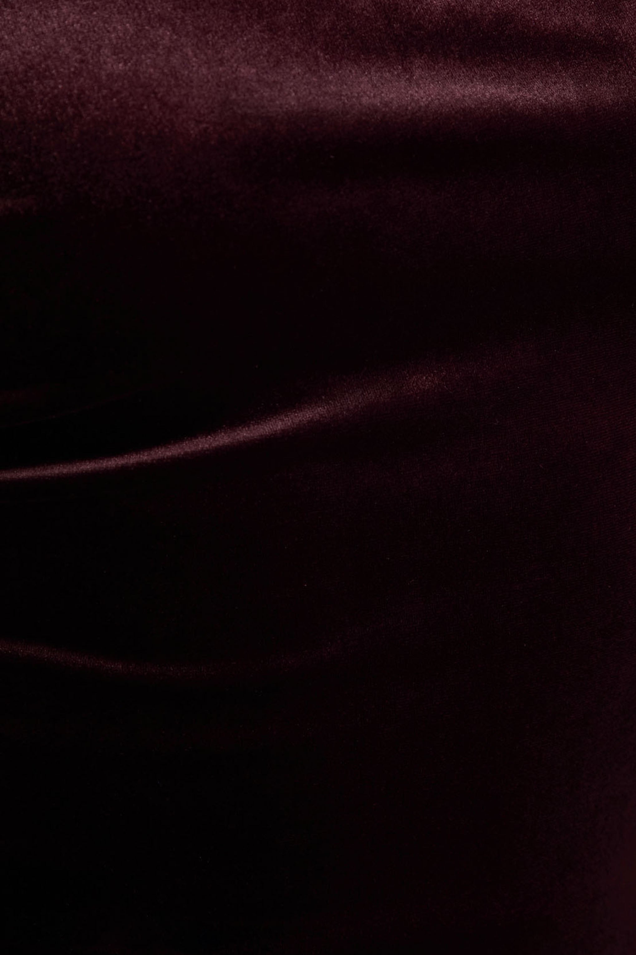 Carella | Burgundy Velvet Twisted Asymmetric Midi Dress