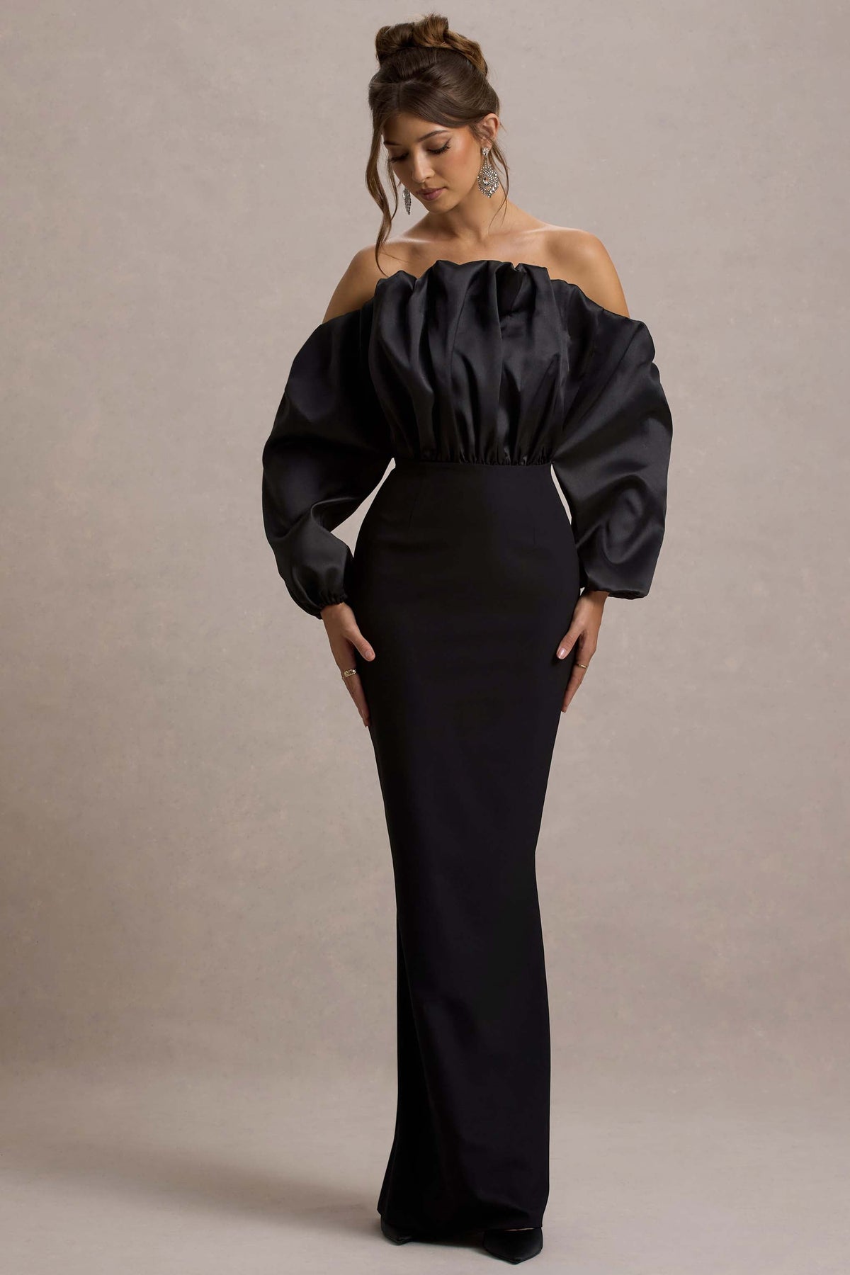 Cyrene | Black Ruffled Maxi Dress