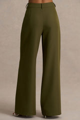 Silvia | Olive Straight-Leg Trousers