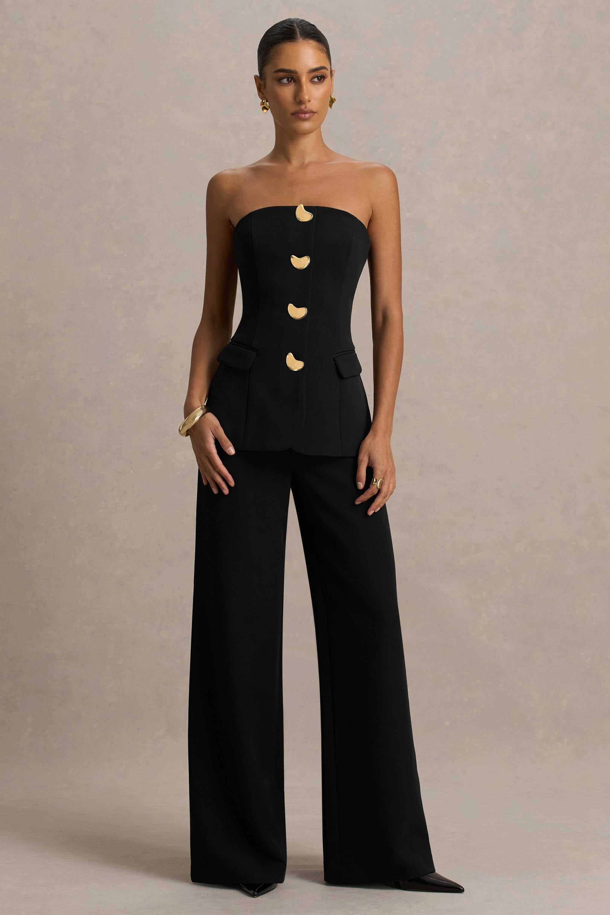 Zoey | Black Bandeau Jumpsuit