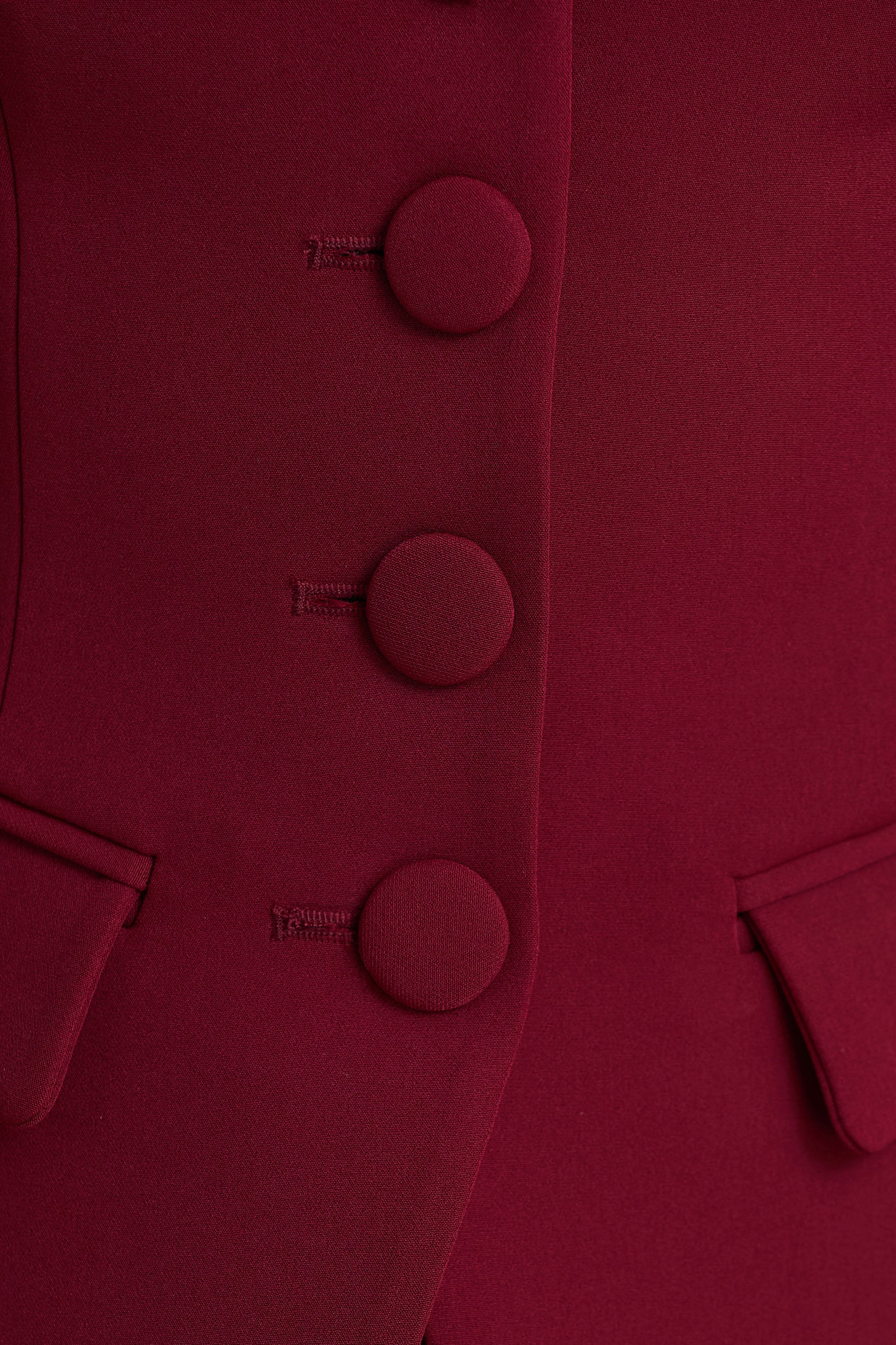 Tecla | Burgundy Button-Up Tailored Waistcoat