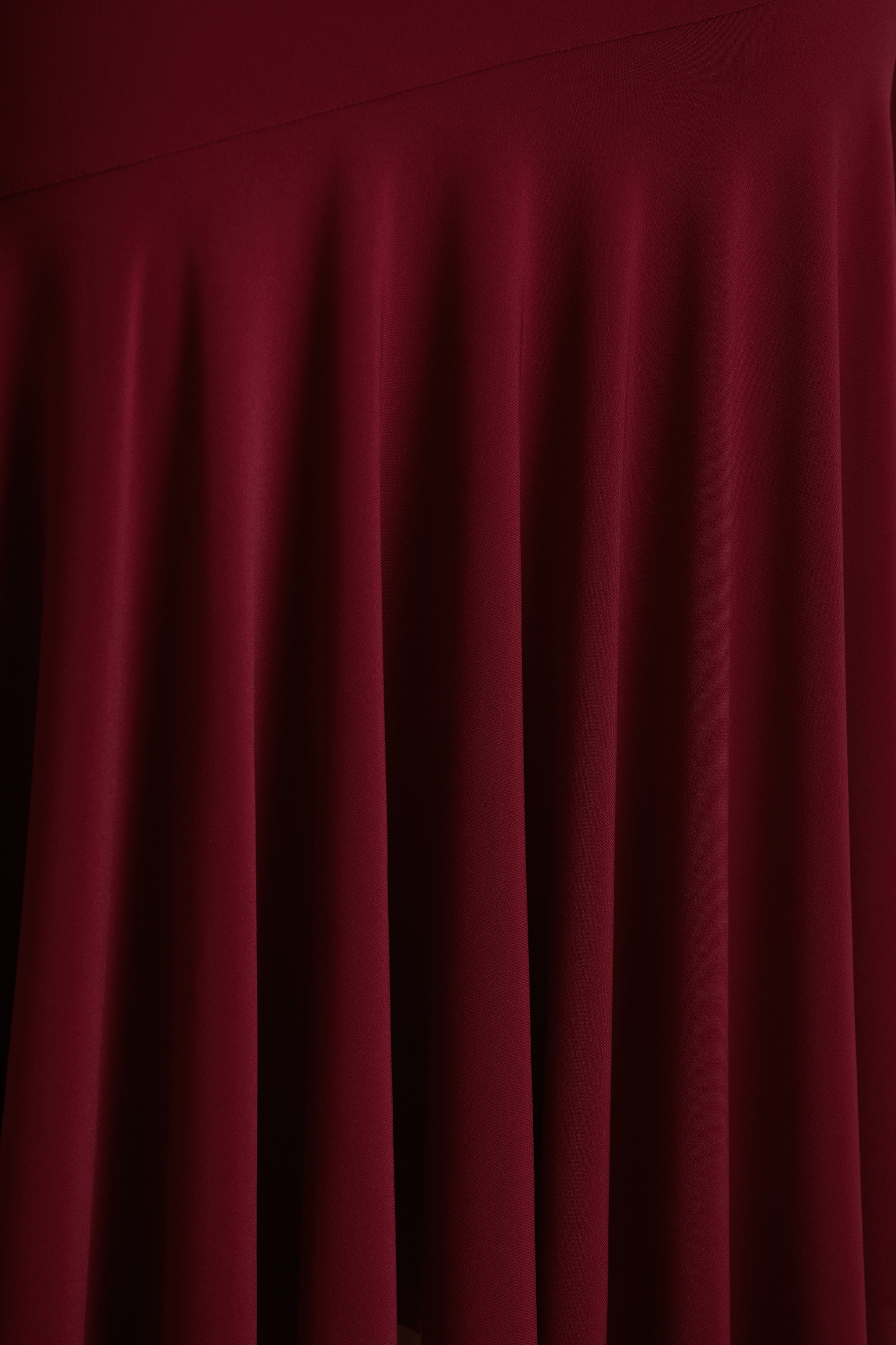 Isola | Burgundy Asymmetric-Neck Midi Dress With Hanky-Hem