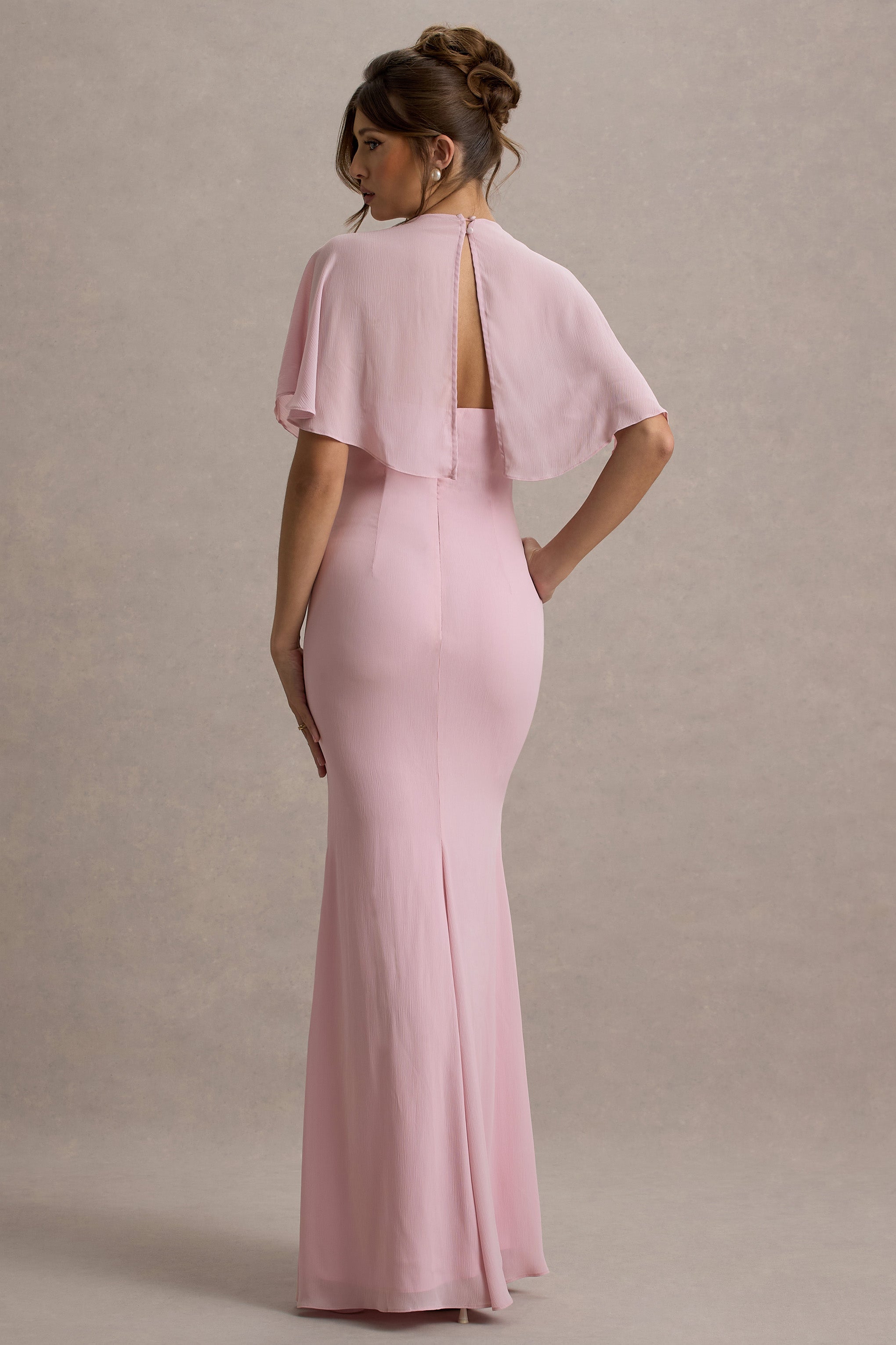 Stila | Pale Pink Plunge-Neck Maxi Dress With High Front Split