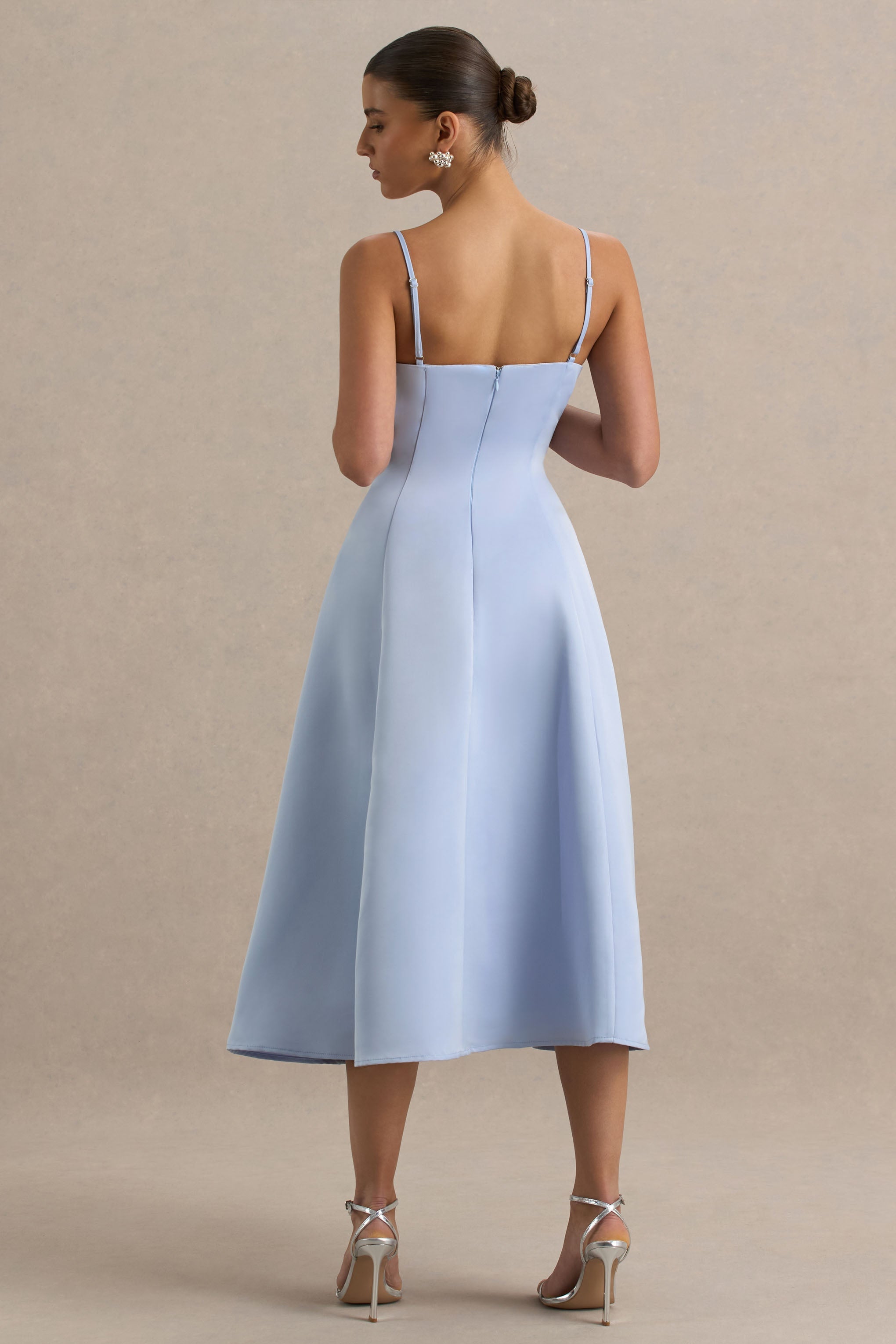 Mally | Powder Blue Sweetheart A-Line Midi Dress