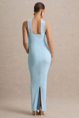 Glaze | Powder Blue High-Neck Maternity Maxi Dress