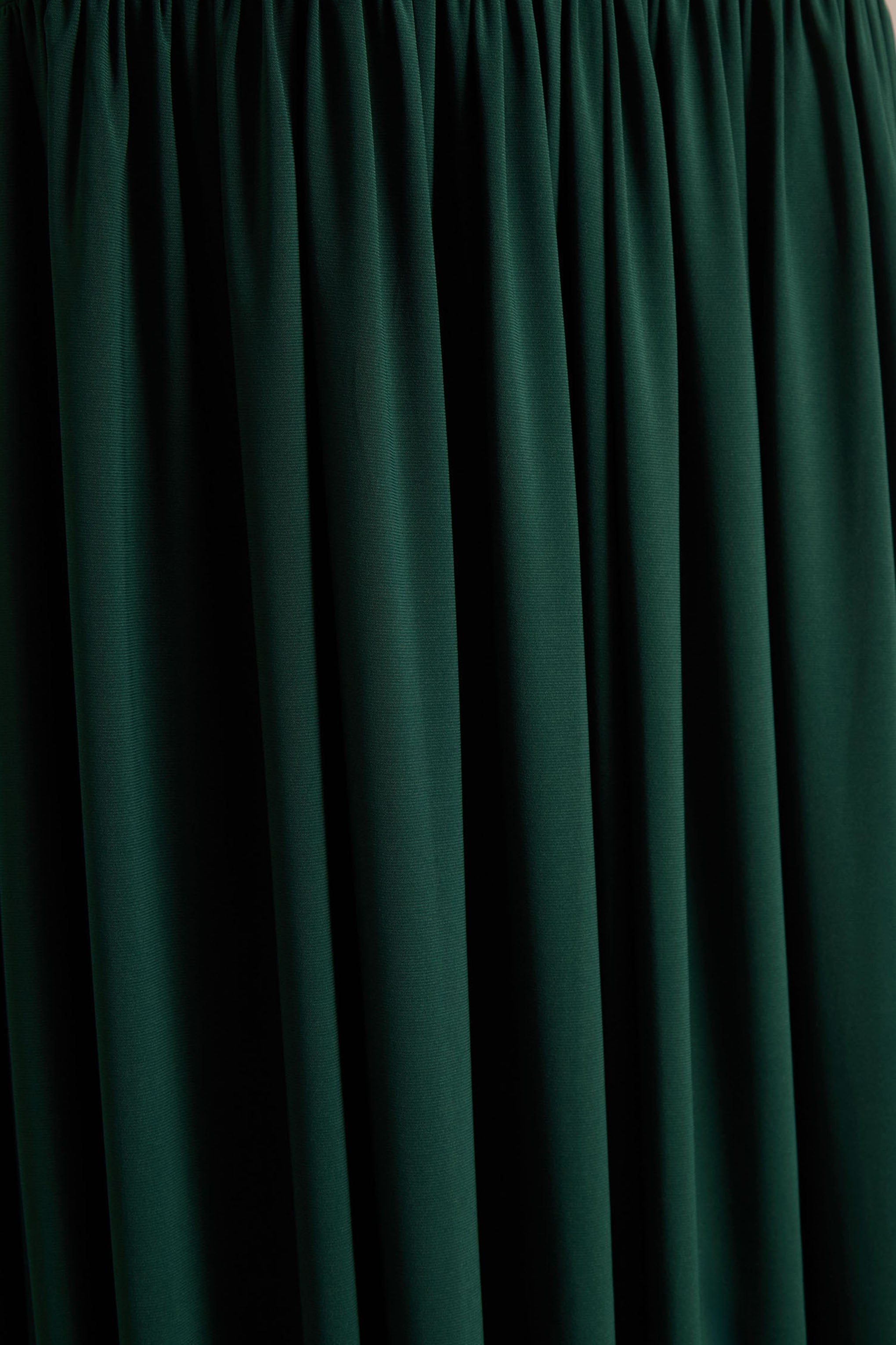 Kady | Dark Green Asymmetric-Neck Maxi Dress With Ruched Detailing