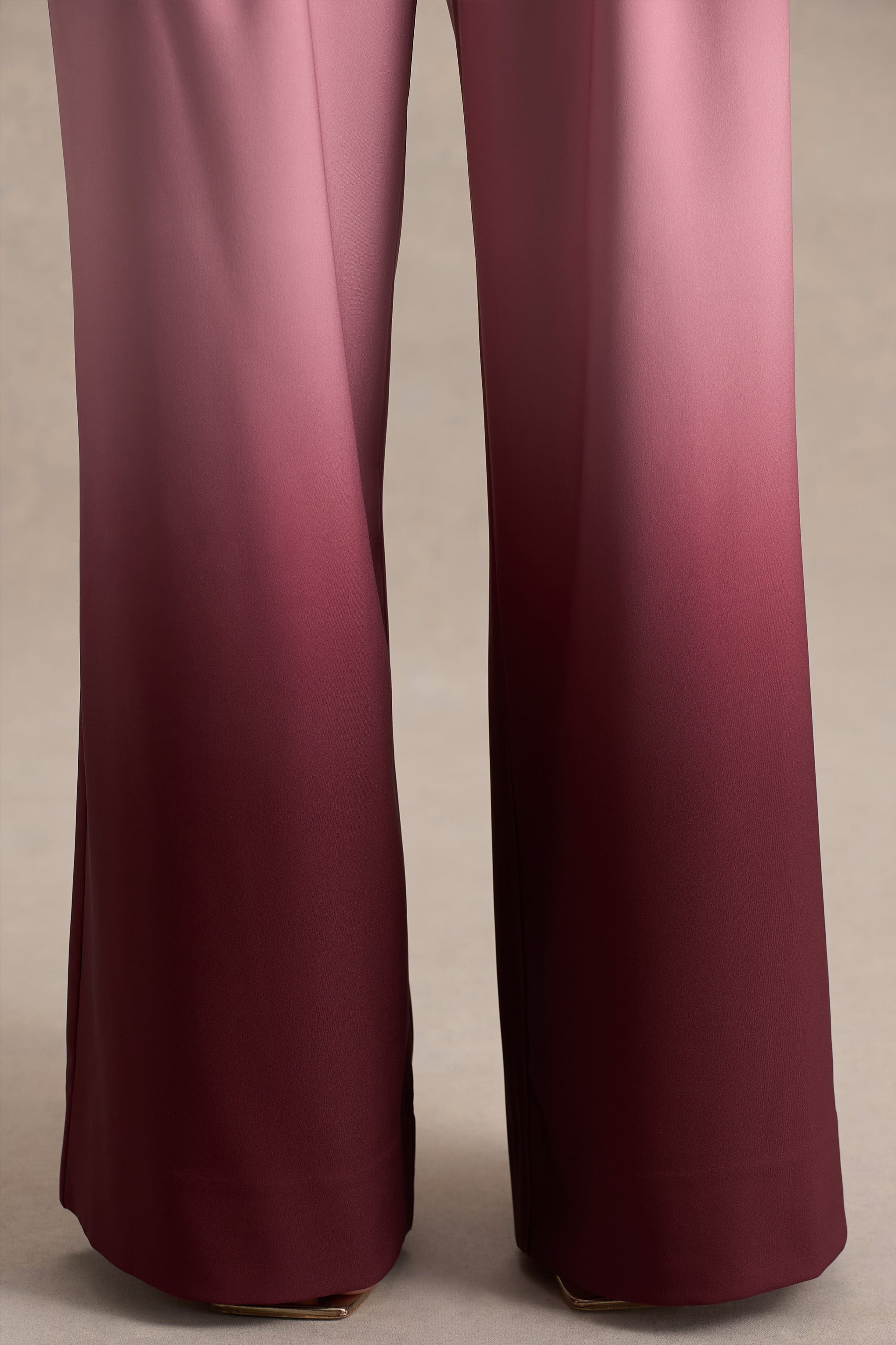 Safia | Cherry Ombre Satin Wide-Leg Trousers