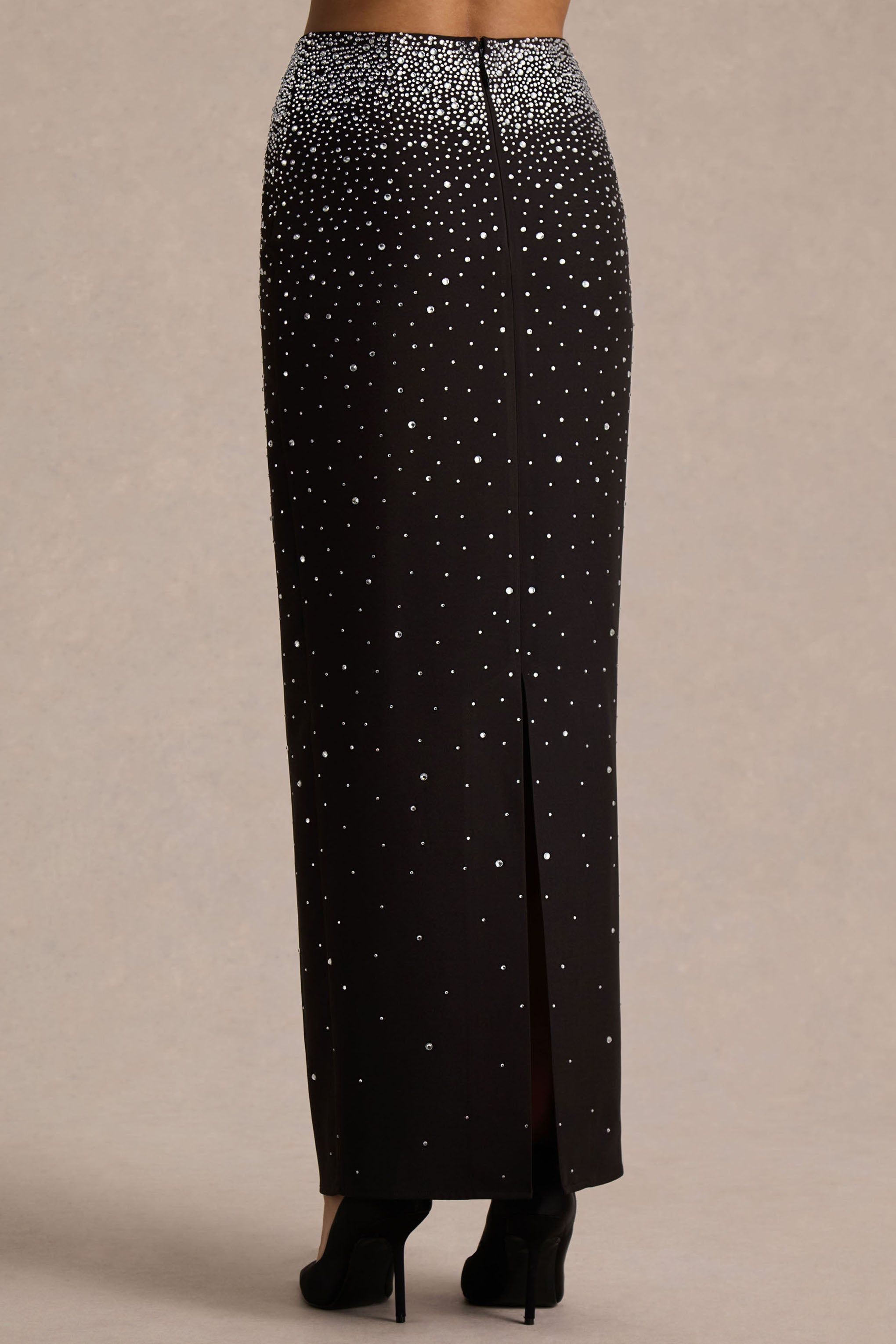 Fabiana | Black Hand-Embellished Maxi Skirt