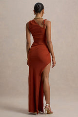 Island Girl | Rust Asymmetric Maxi Dress With Split