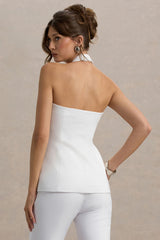 Tecla | White Button-Up Tailored Waistcoat