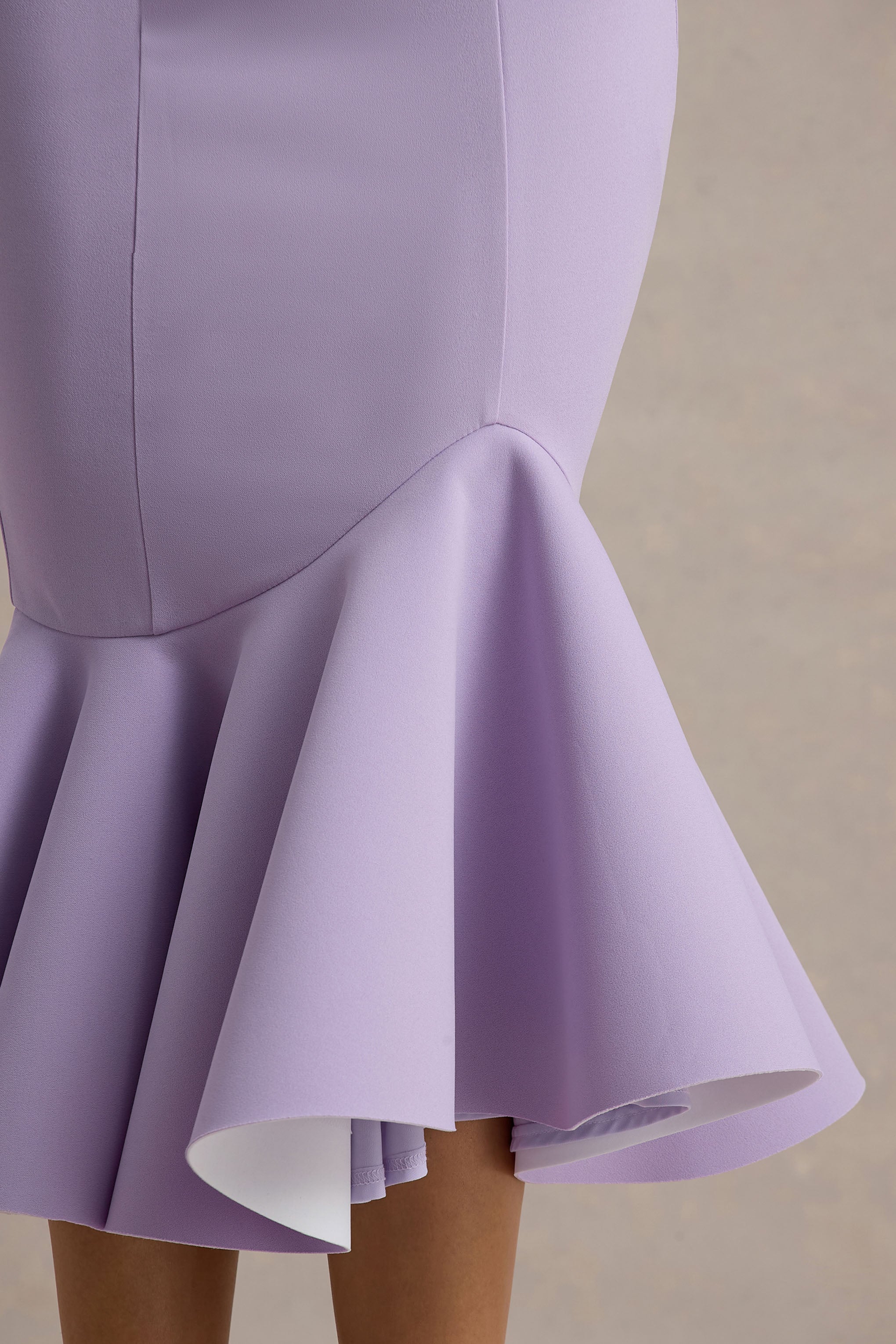 Valletta | Lilac Halter-Neck Ruffle-Trim Midi Dress
