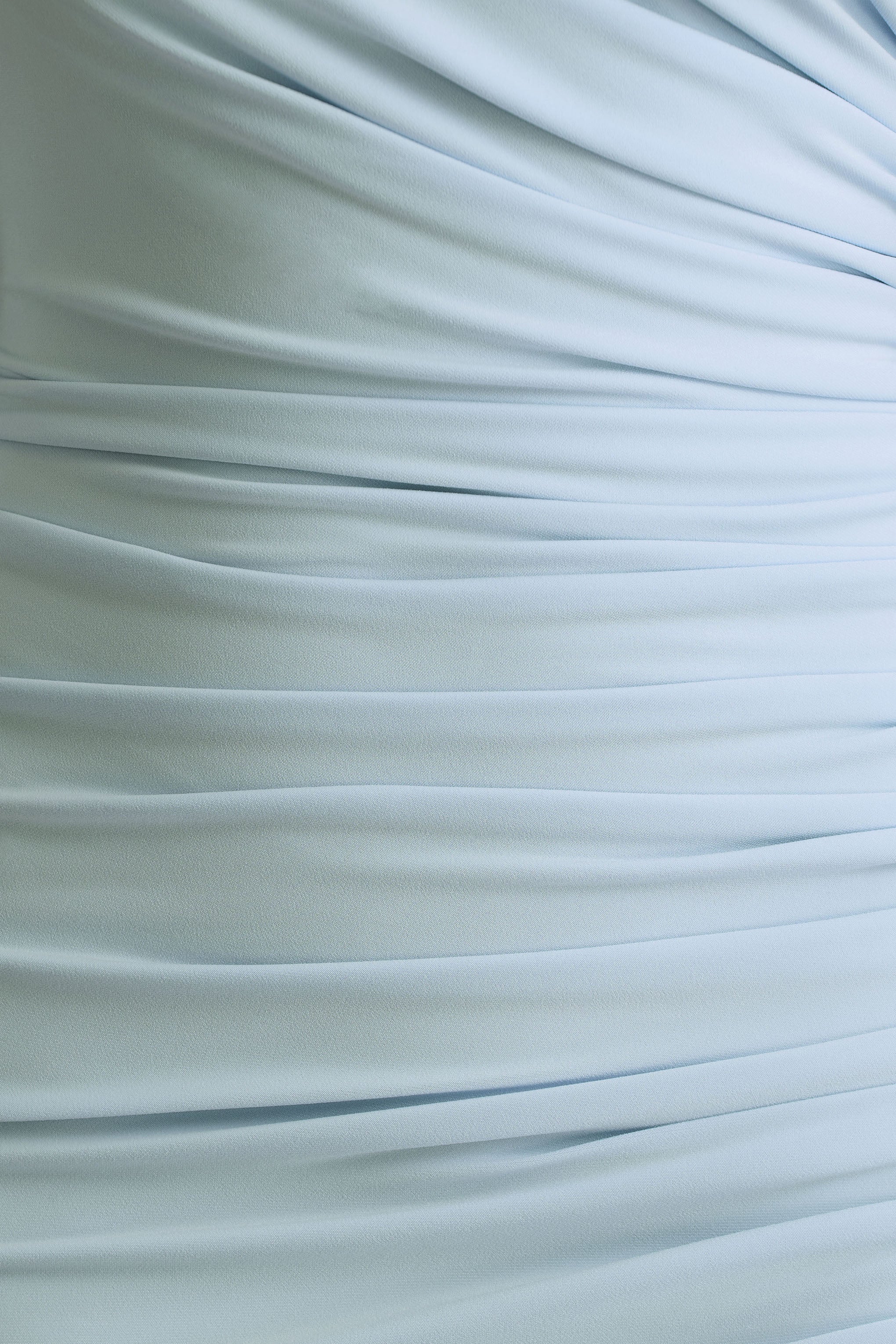 Daphne | Powder Blue Asymmetric-Neck Maxi Dress With Ruched Detailing