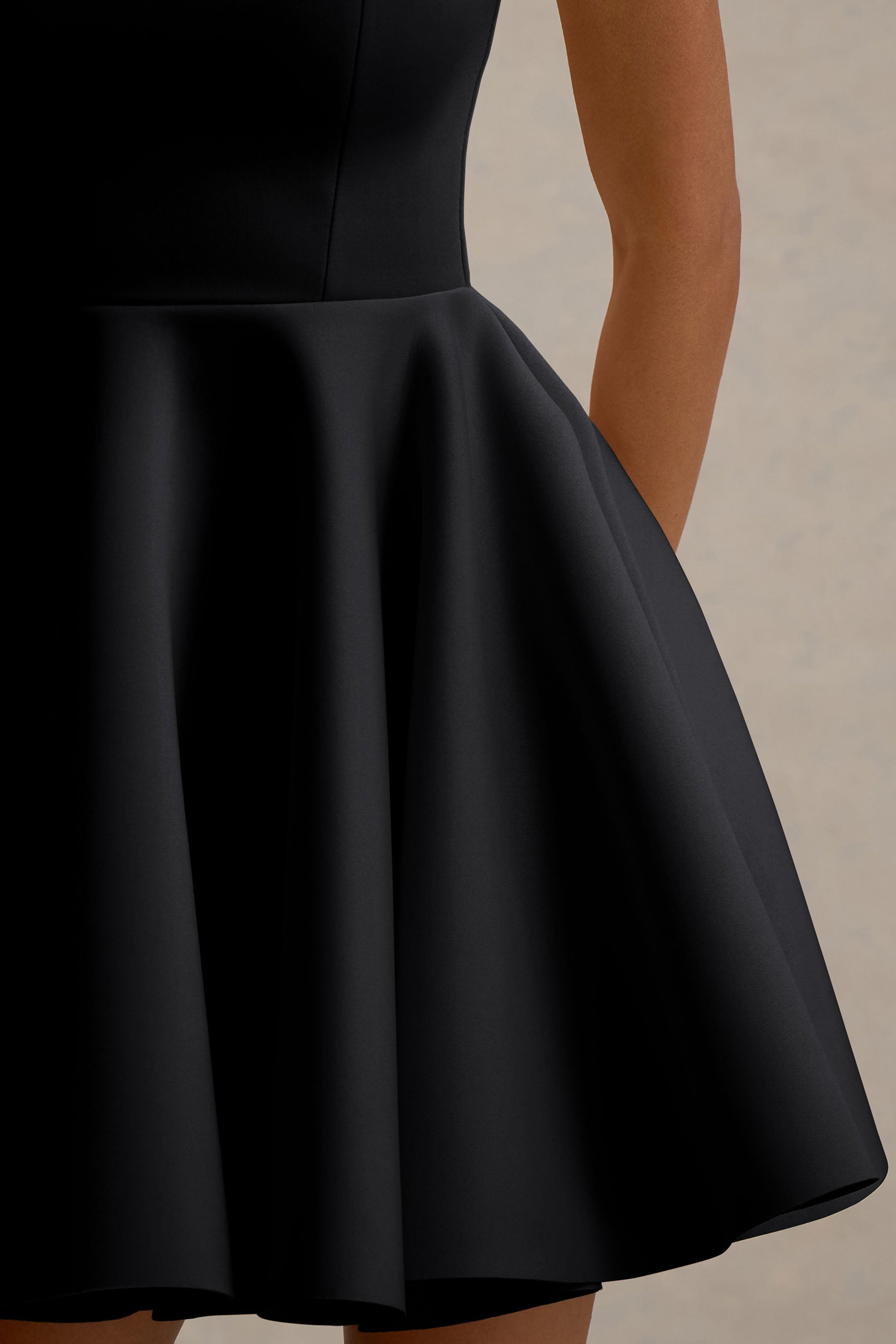 Peggy | Black Halter-Neck Skater Mini Dress