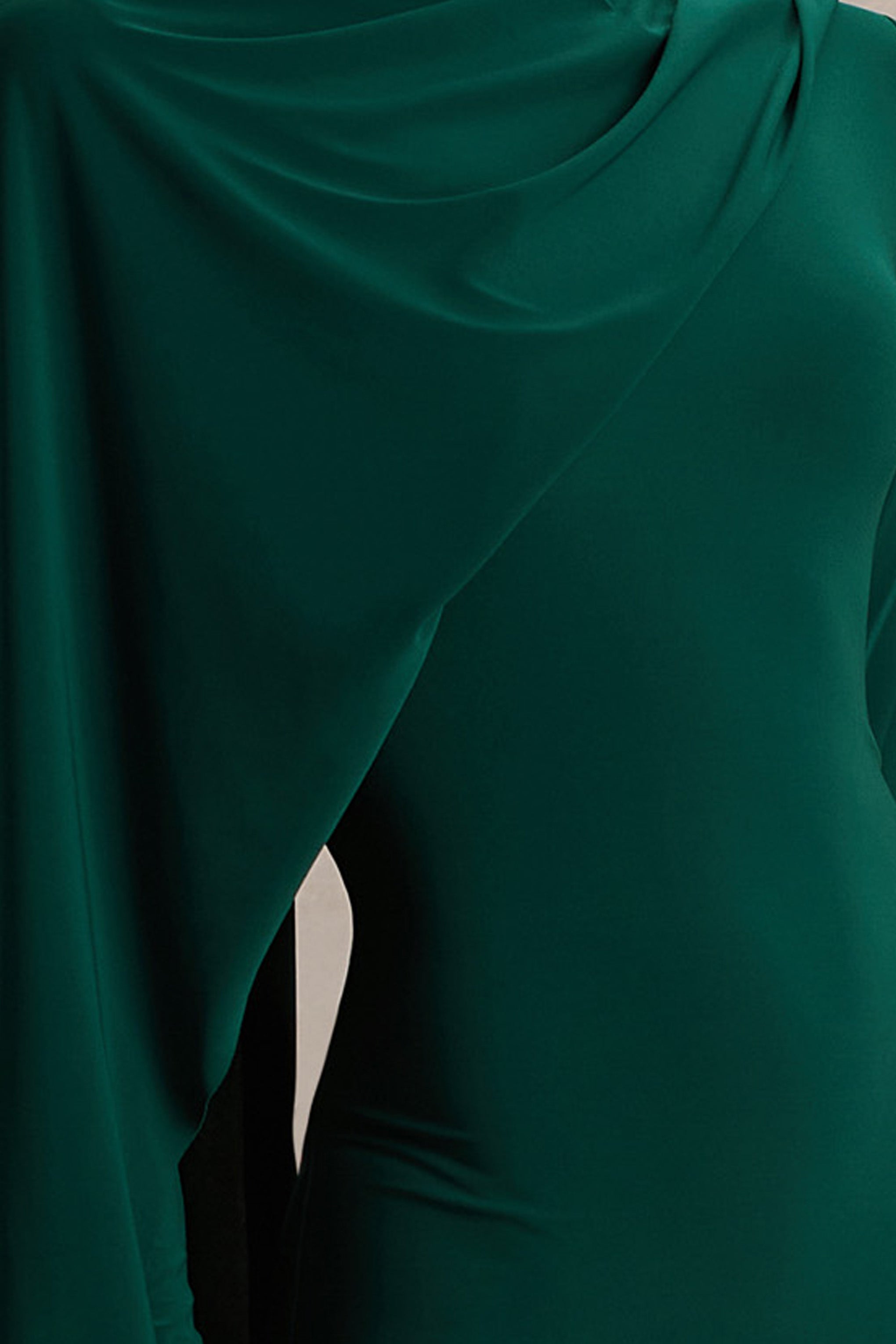 Always | Bottle Green High-Neck Maxi Dress With Cape Sleeve Detail