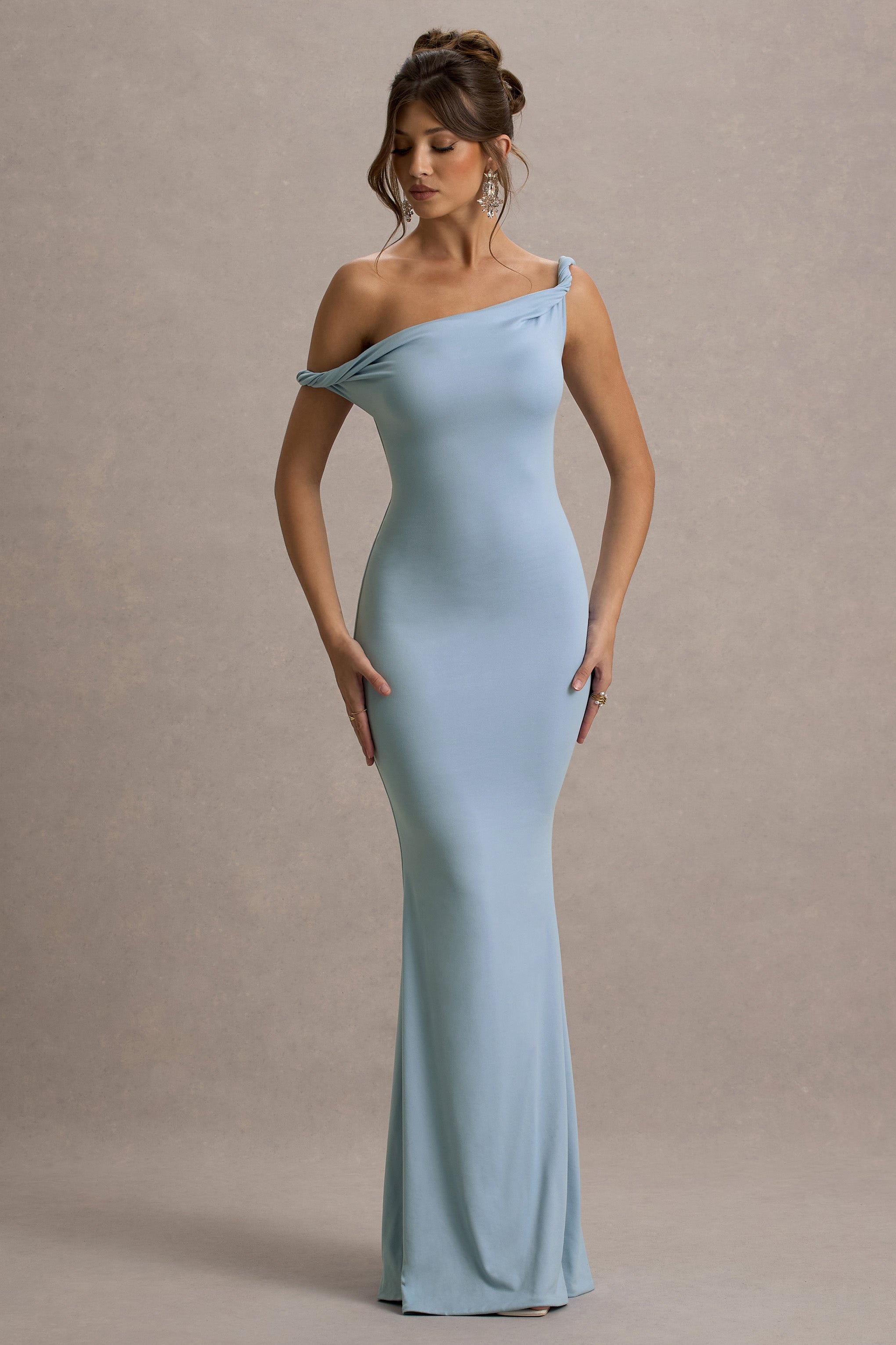Lita | Powder Blue Twisted Asymmetric Maxi Dress