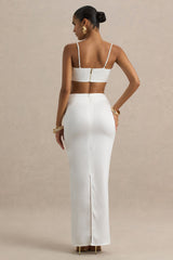 Rosita | White Ruched Maxi Skirt