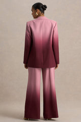 Enya | Cherry Ombre Plunge-Neck Satin Blazer