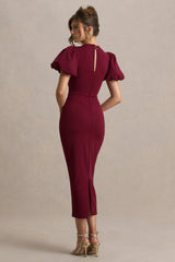 Dakota | Burgundy Puff-Sleeve Midi Dress
