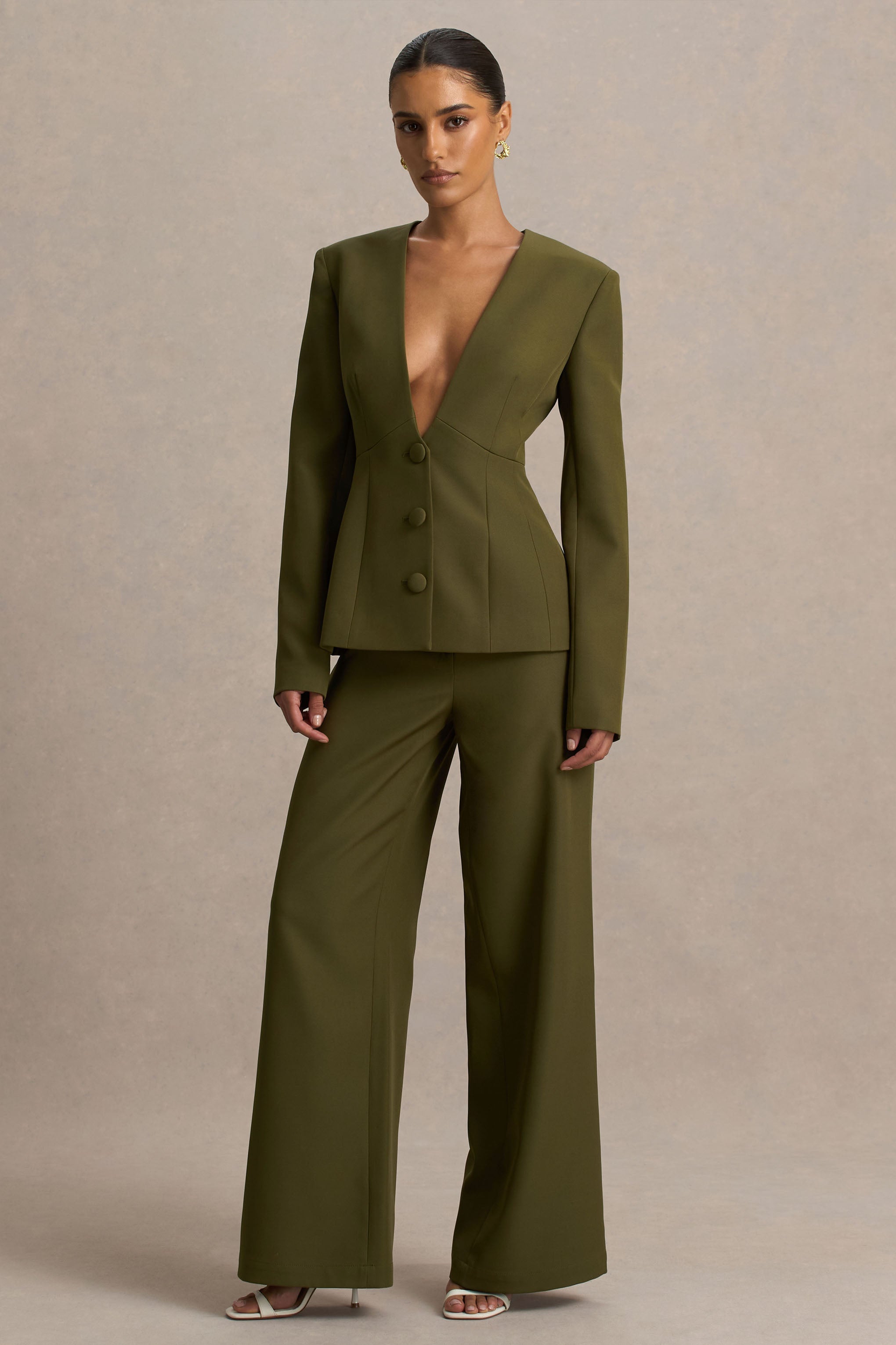 Silvia | Olive Straight-Leg Trousers
