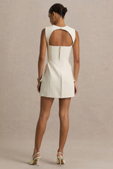 Mollie | Nude Square-Neck Tailored Micro Mini Dress